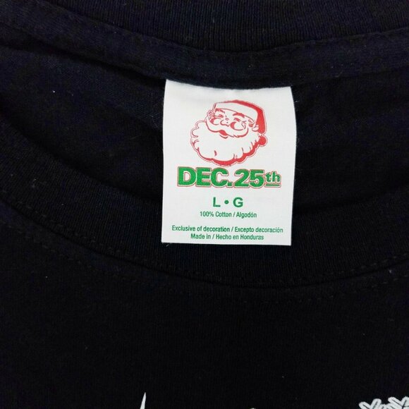 Dec 25th Christmas Sloth T Shirt Mens L Wearing Vest Funny Ugly Holiday Black - Picture 7 of 8